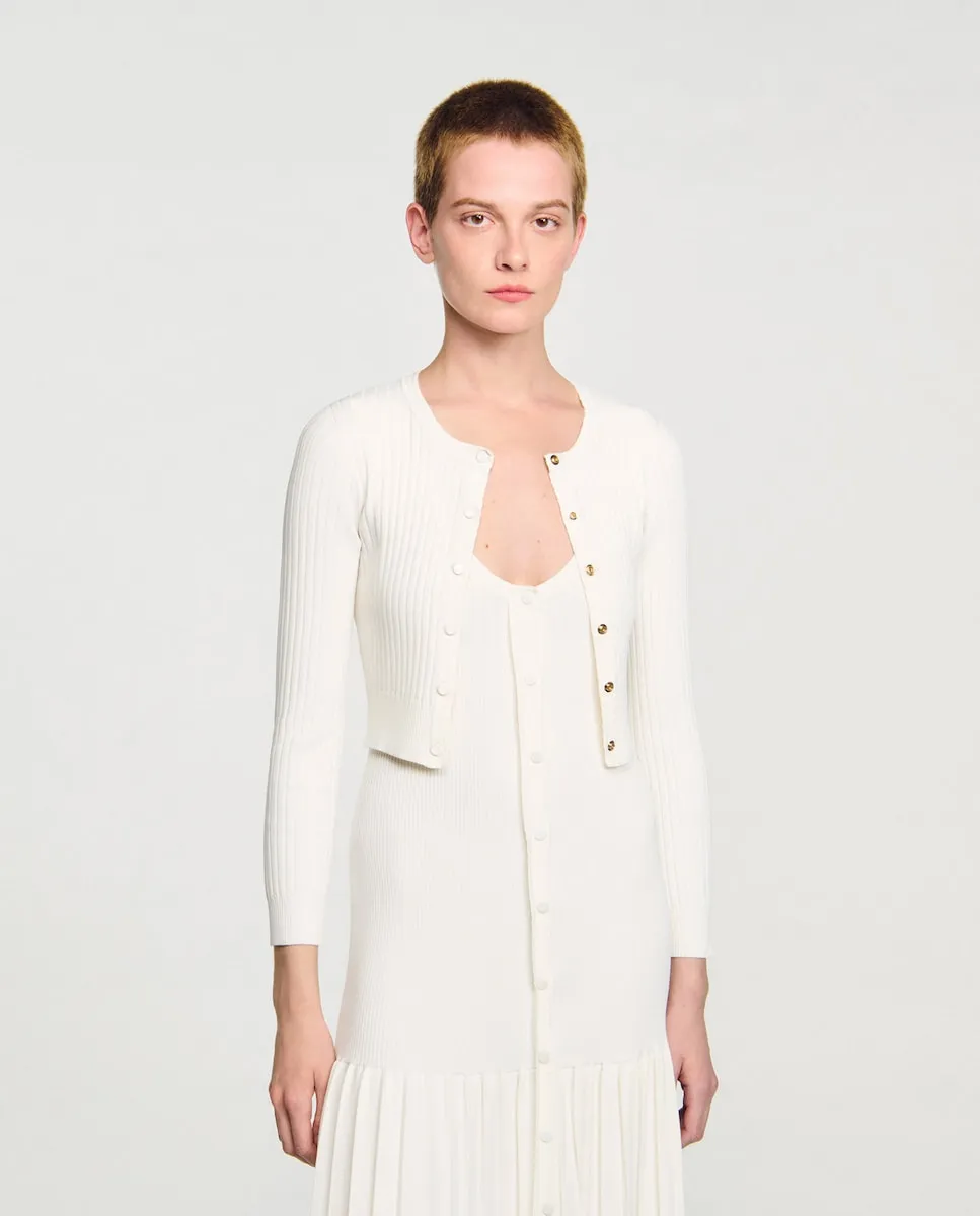 Короткий женский кардиган из канеле Sandro, белый
Короткий женский кардиган из канеле Sandro, белый