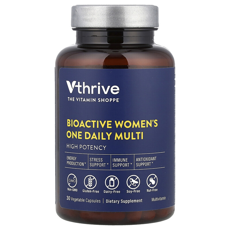 Vthrive, BioActive Women's One Daily Multi, 30 растительных капсул
Vthrive, BioActive Women's One Daily Multi, 30 растительных капсул