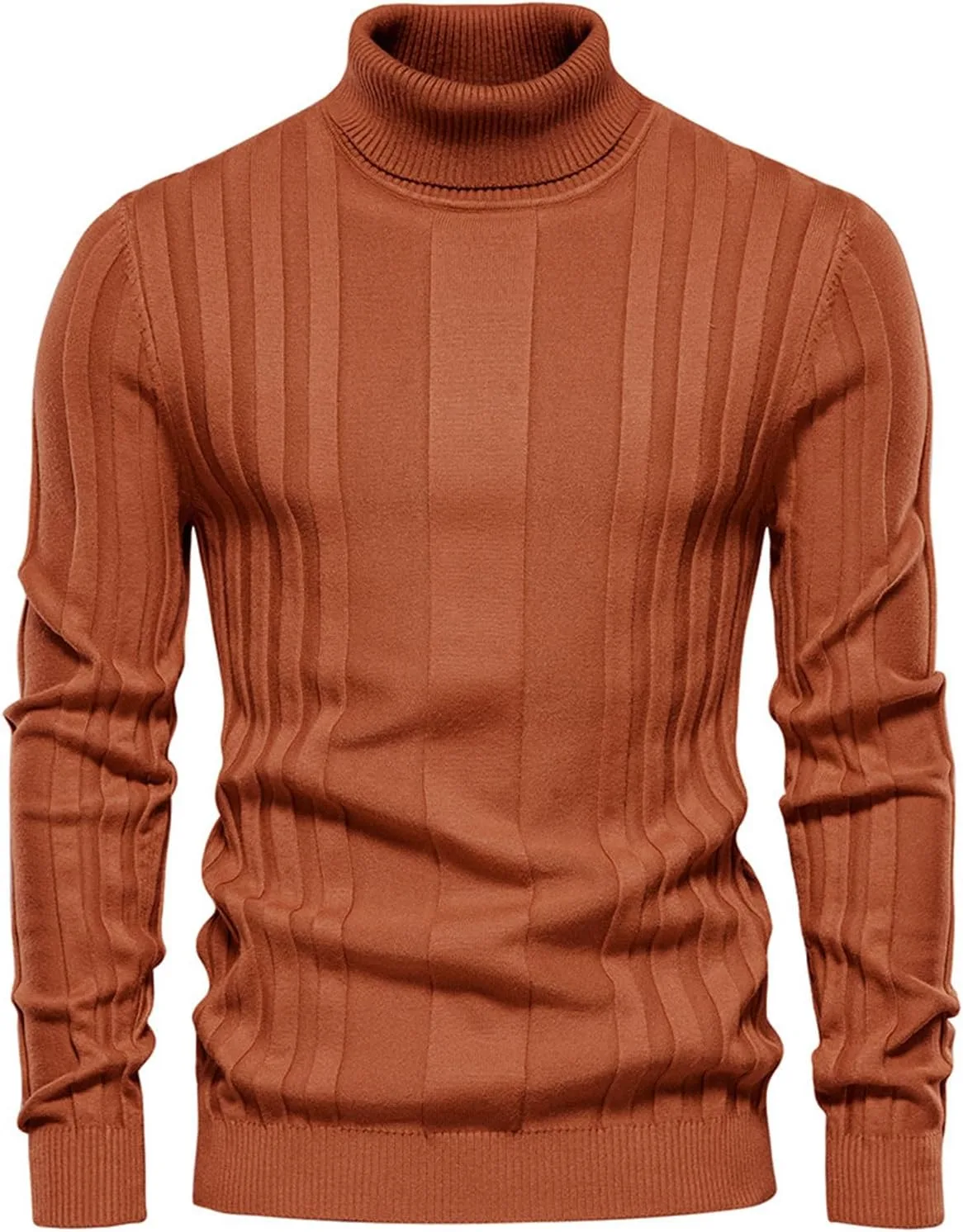 Мужской вязаный свитер с высоким воротником и ребристым узором
Мужской вязаный свитер с высоким воротником и ребристым узором