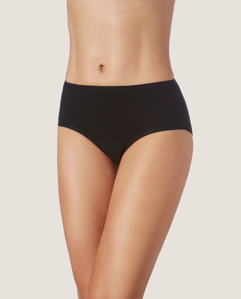 Высокие менструальные трусики со средней впитываемостью из экологически чистой соевой ткани ZD, черный
Высокие менструальные трусики со средней впитываемостью из экологически чистой соевой ткани ZD, черный