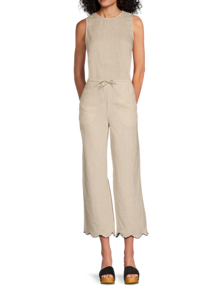 Укороченные брюки из льна с завязками на шнурке и фестончатым подолом. Saks Fifth Avenue, цвет Natural Black
Укороченные брюки из льна с завязками на шнурке и фестончатым подолом. Saks Fifth Avenue, цвет Natural Black