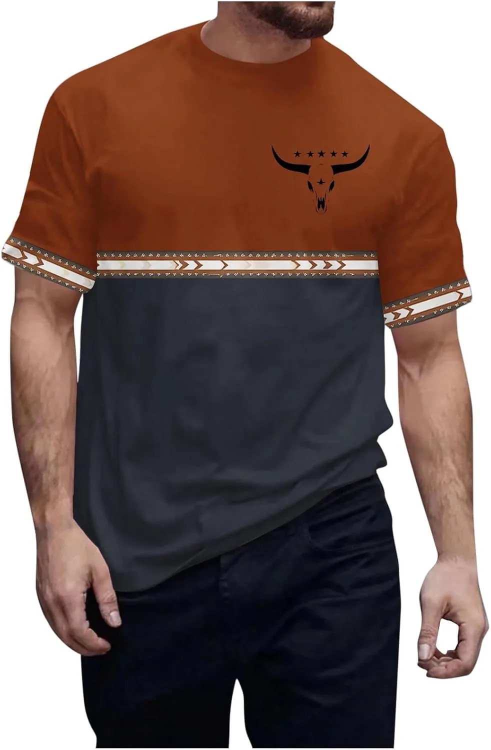 Мужская футболка Aztec с этническим принтом и пачворком QUNPIU
Мужская футболка Aztec с этническим принтом и пачворком QUNPIU