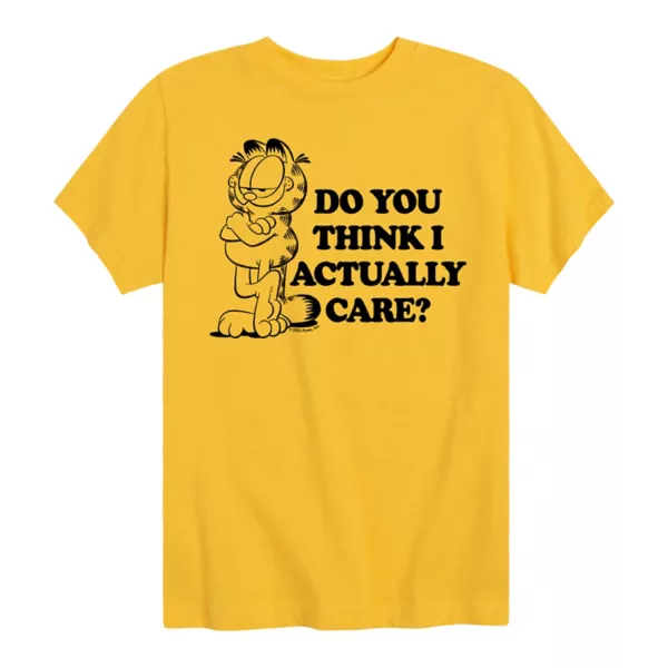 Футболка с принтом «Гарфилд, ты думаешь, мне не все равно» для мальчиков 8-20 лет Licensed Character, желтый