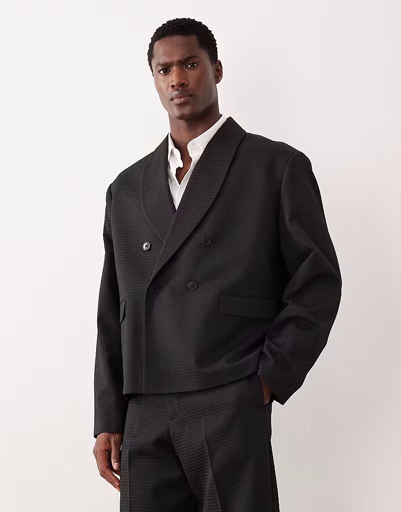 Пиджак свободного кроя из черного жаккарда Asos Design
Пиджак свободного кроя из черного жаккарда Asos Design