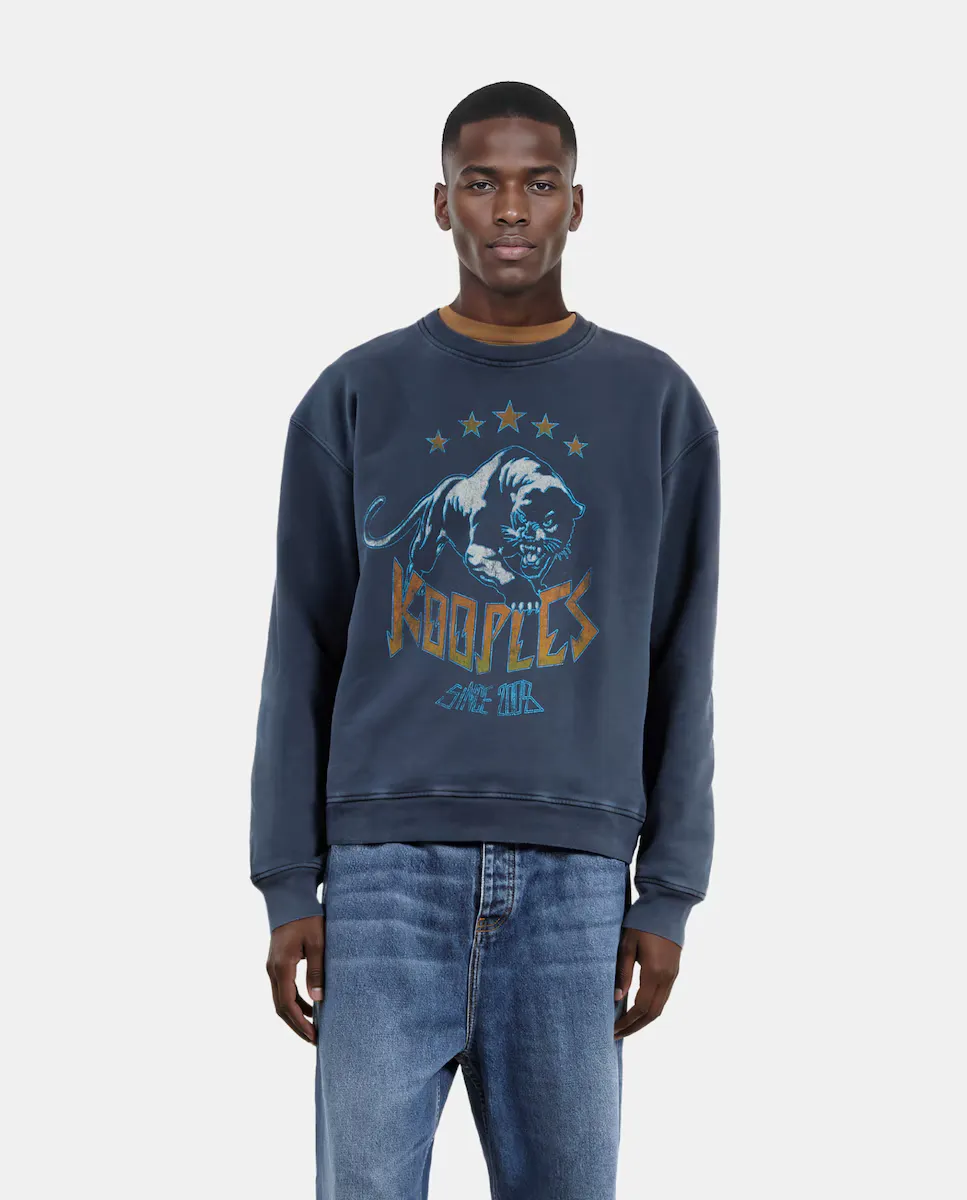 Синий мужской свитшот с принтом пантеры The Kooples
Синий мужской свитшот с принтом пантеры The Kooples