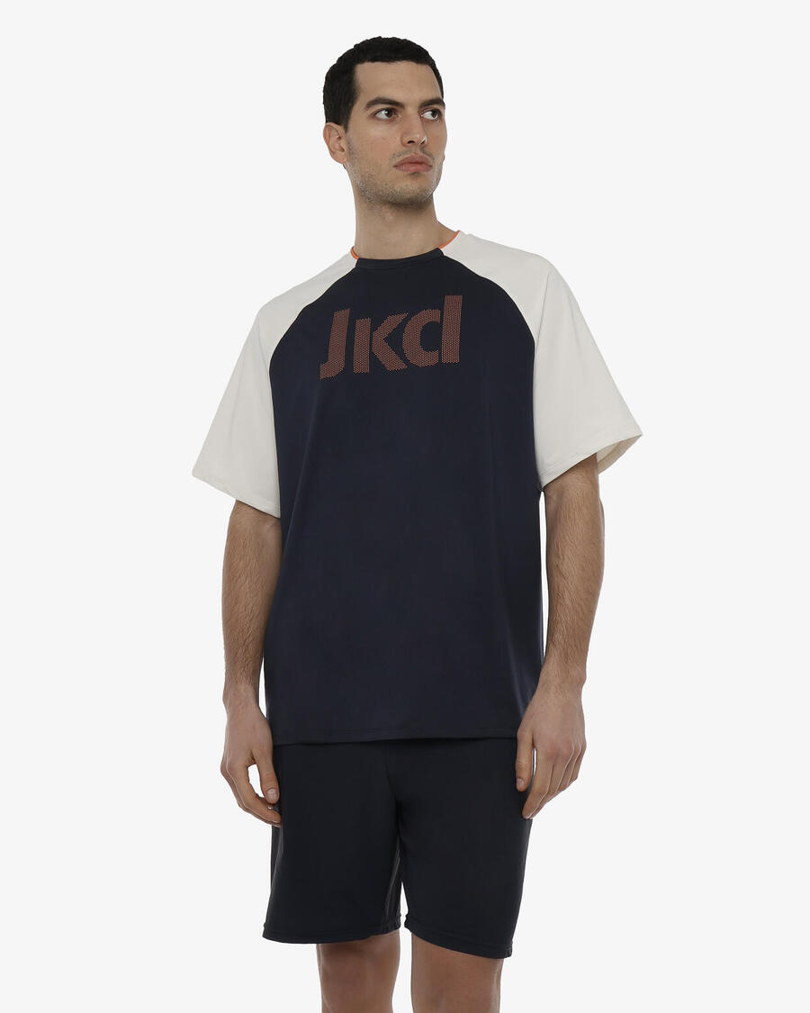 JAKED Мужская синтетическая фитнес-футболка темно-синего и ледяного цветов
JAKED Мужская синтетическая фитнес-футболка темно-синего и ледяного цветов