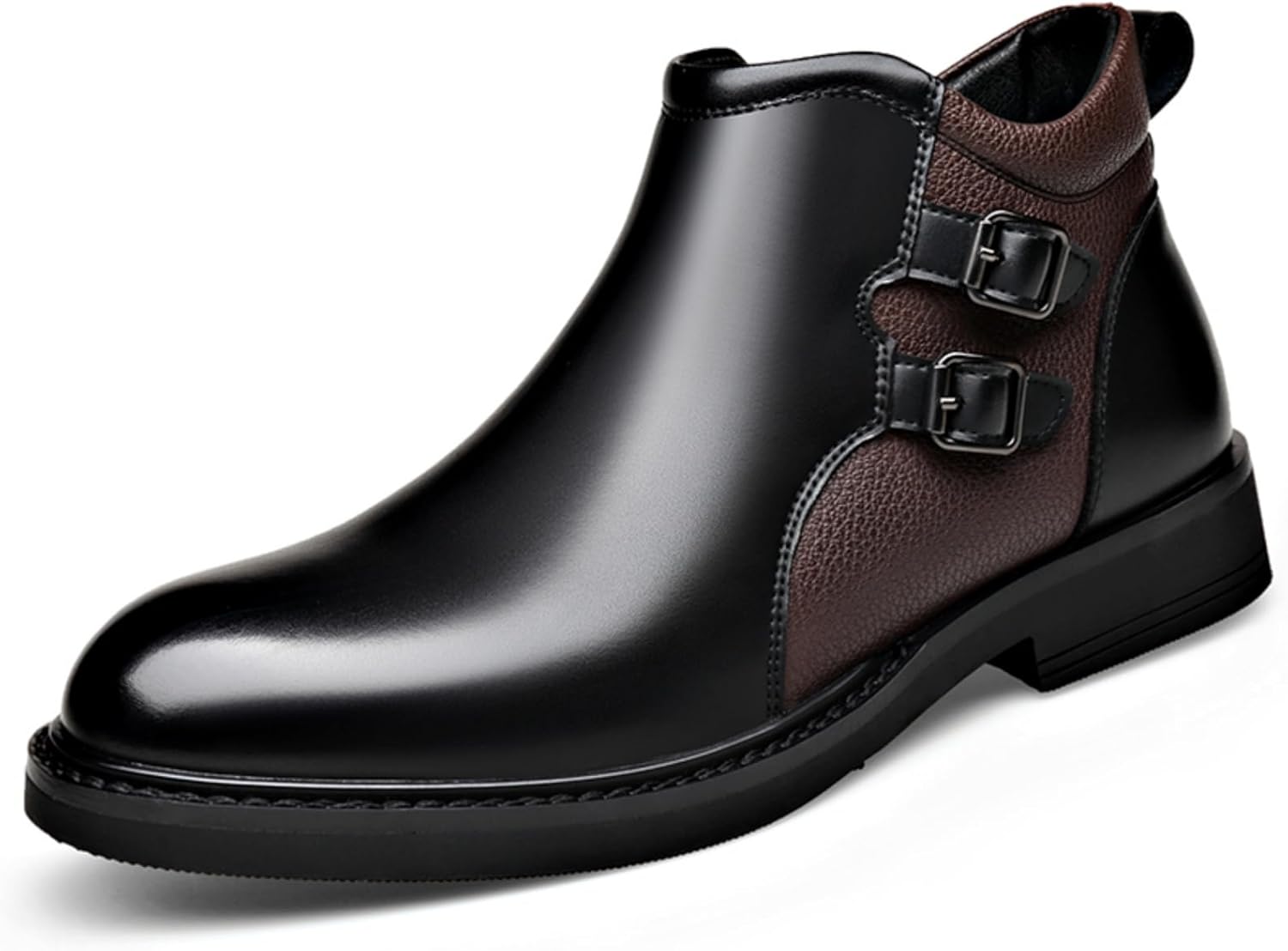 Мужские кожаные челси с боковой молнией и двойными пряжками, с круглым носком, противоскользящие ботинки до щиколотки для офиса, официального и повседневного ношения Kelibasi, черный
Мужские кожаные челси с боковой молнией и двойными пряжками, с круглым носком, противоскользящие ботинки до щиколотки для офиса, официального и повседневного ношения Kelibasi, черный