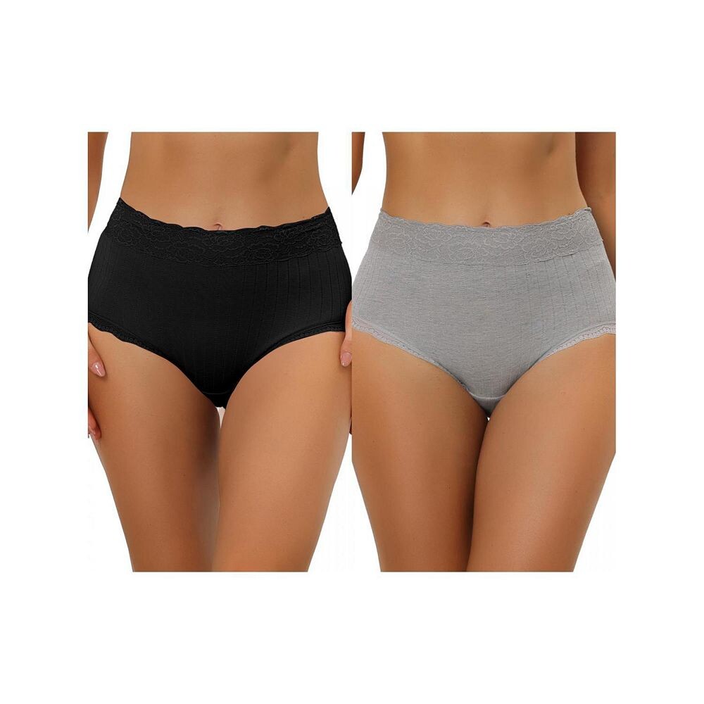 2 упаковки женского нижнего белья с высокой талией, удобные трусики в рубчик с кружевной отделкой, разноцветные ALLEGRA K, цвет Black Gray
2 упаковки женского нижнего белья с высокой талией, удобные трусики в рубчик с кружевной отделкой, разноцветные ALLEGRA K, цвет Black Gray