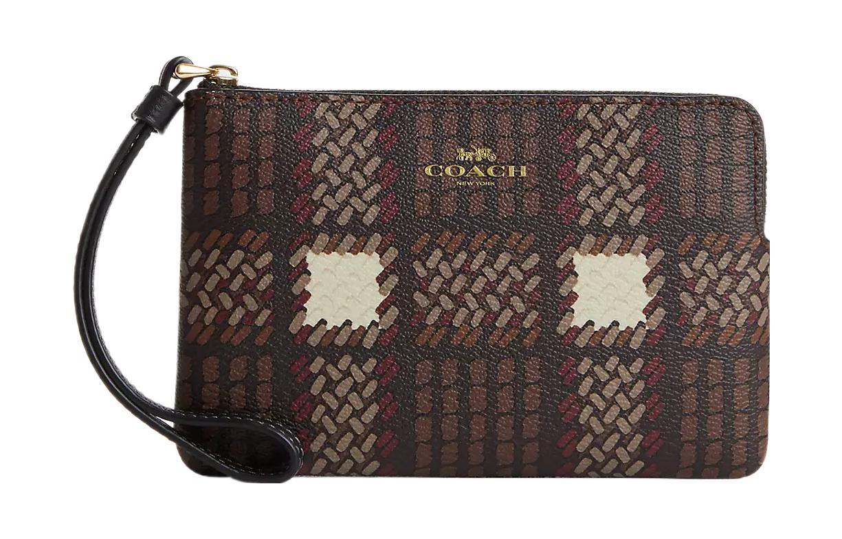 COACH Женский коричневый кошелек из гладкой кожи с угловой молнией и покрытым холстом
COACH Женский коричневый кошелек из гладкой кожи с угловой молнией и покрытым холстом