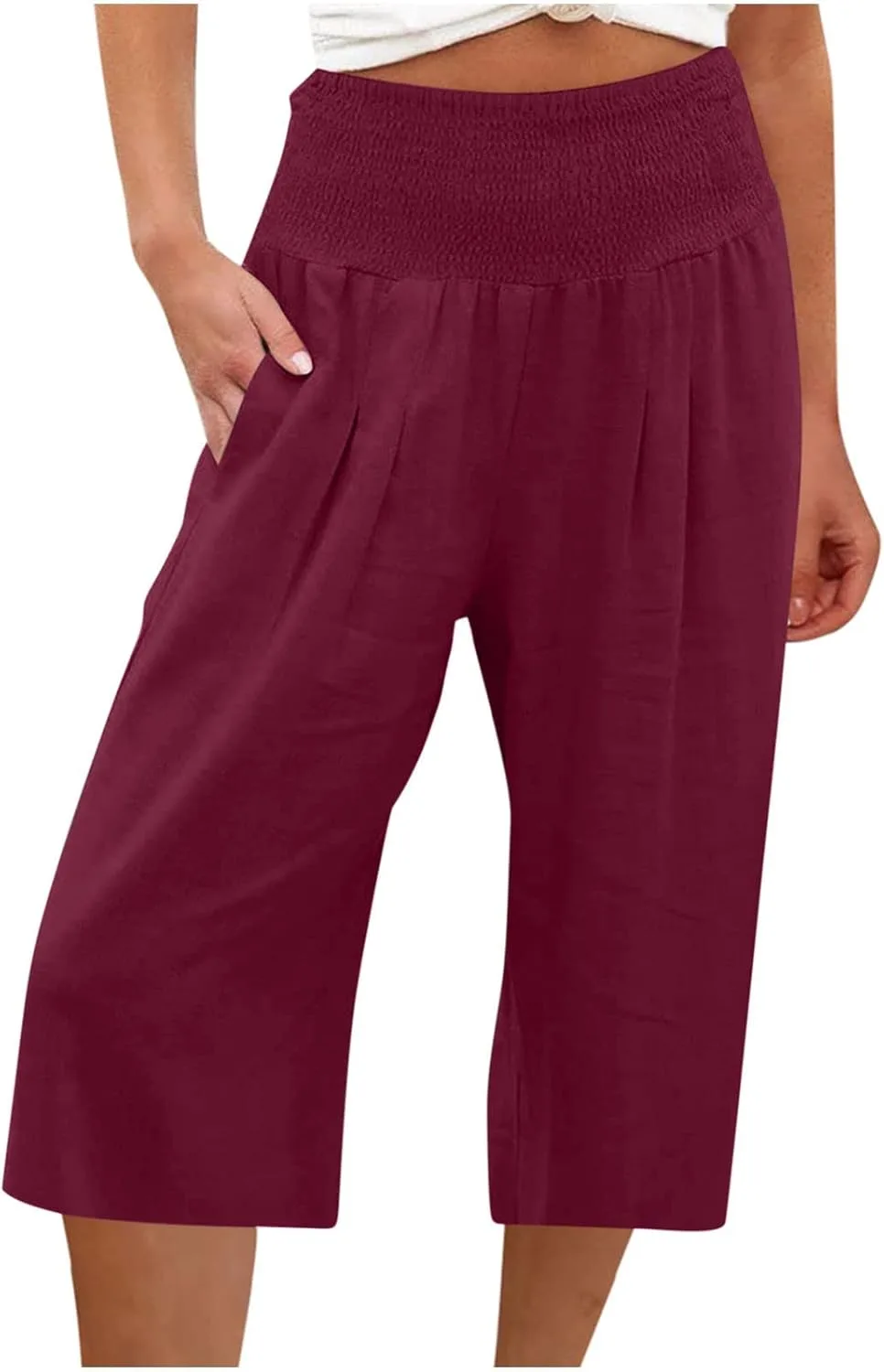 Женские хлопковые льняные капри с высокой талией
Женские хлопковые льняные капри с высокой талией