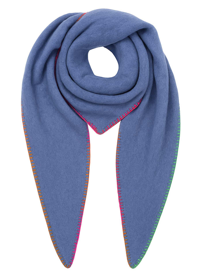 Треугольный шарф с цветной декоративной строчкой по краю синего цвета. Faera
Треугольный шарф с цветной декоративной строчкой по краю синего цвета. Faera