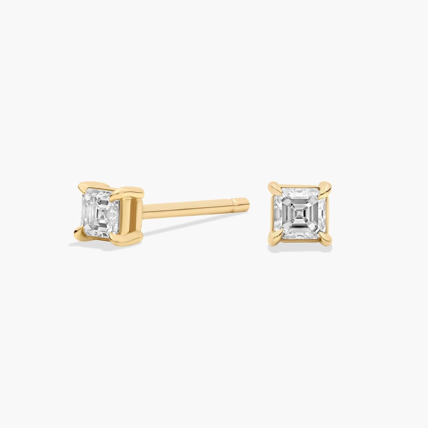 Серьги-гвоздики с бриллиантами огранки Asscher из желтого золота 14 карат (1/4 карата, чистота - HI / SI1-SI2) Blue Nile