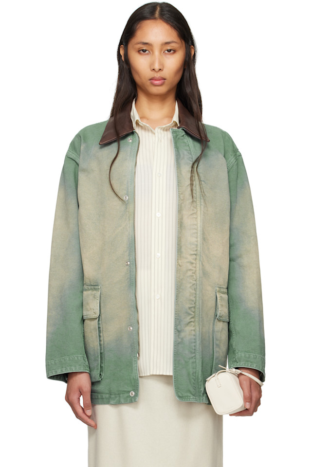 Органическая хлопковая куртка Duck Auralee, зеленый 
Органическая хлопковая куртка Duck Auralee, зеленый