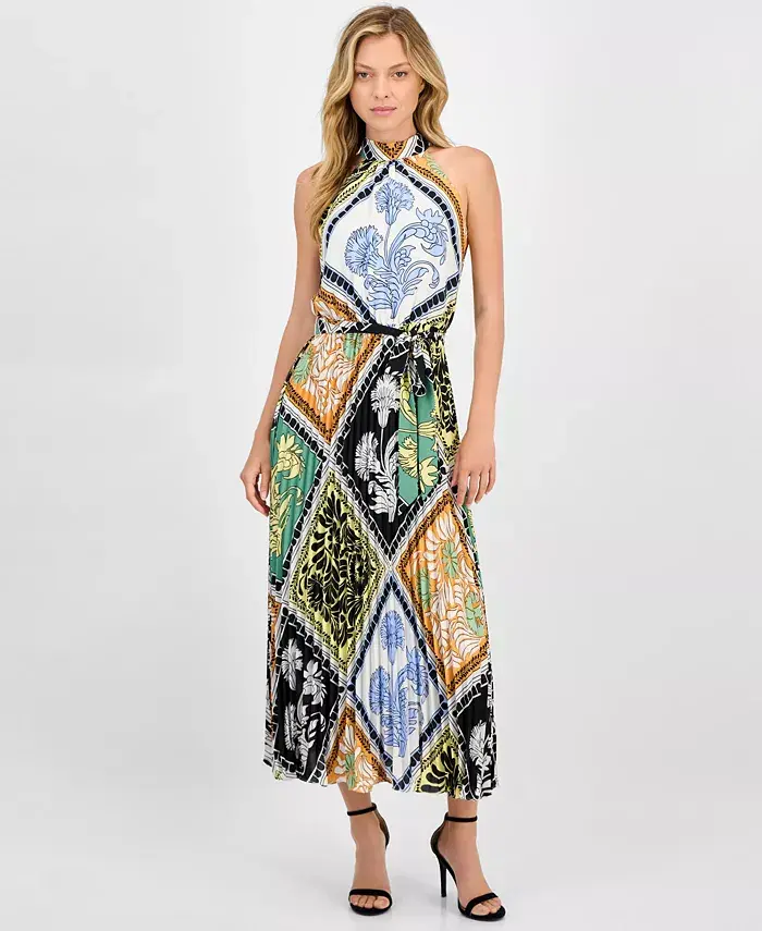 Женское принтованное платье макси с завязкой на талии и плиссированной юбкой-халтер T Tahari, мультиколор
Женское принтованное платье макси с завязкой на талии и плиссированной юбкой-халтер T Tahari, мультиколор