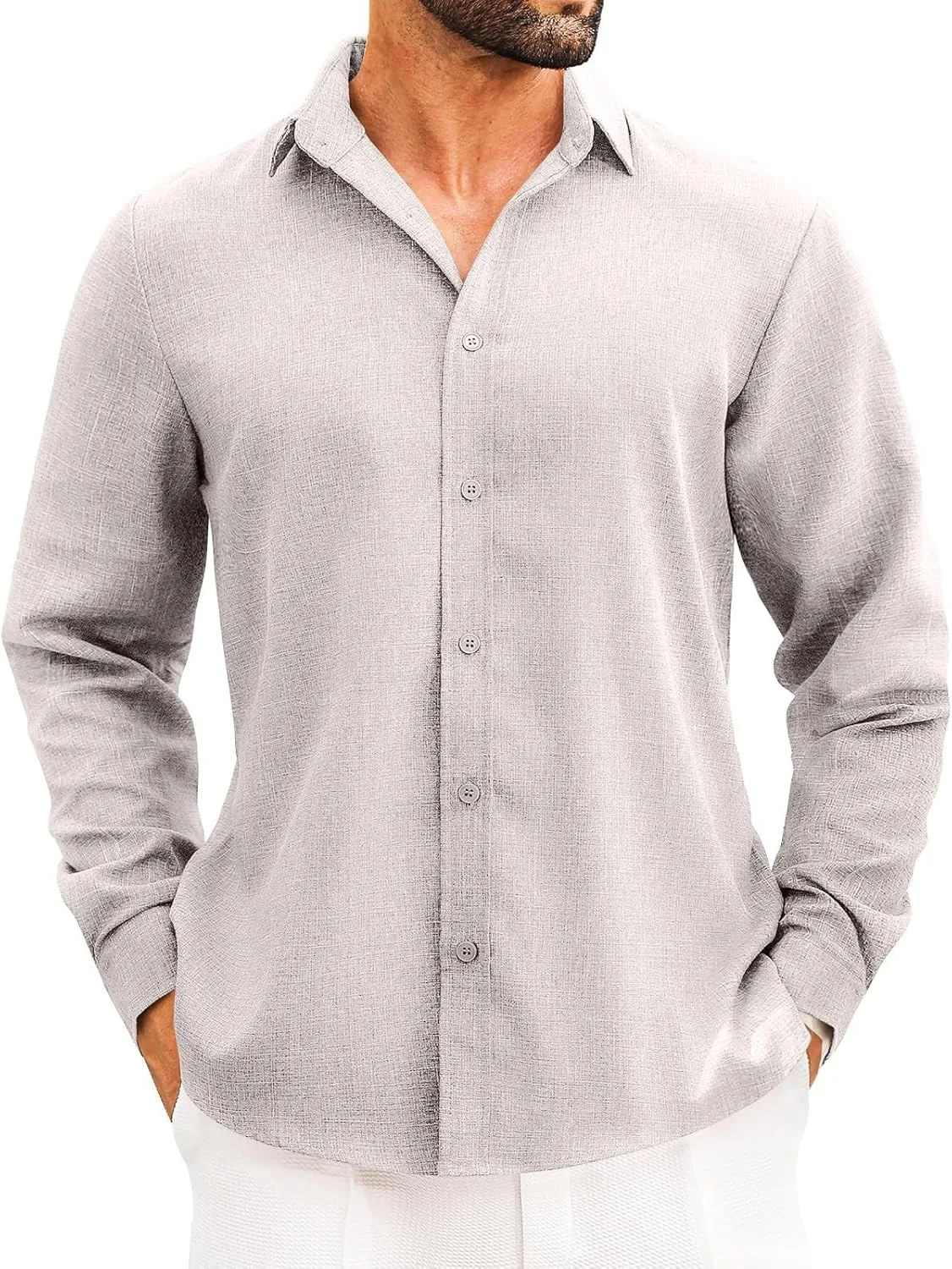 Мужская льняная рубашка с длинным рукавом и воротником Bakgeerle
Мужская льняная рубашка с длинным рукавом и воротником Bakgeerle