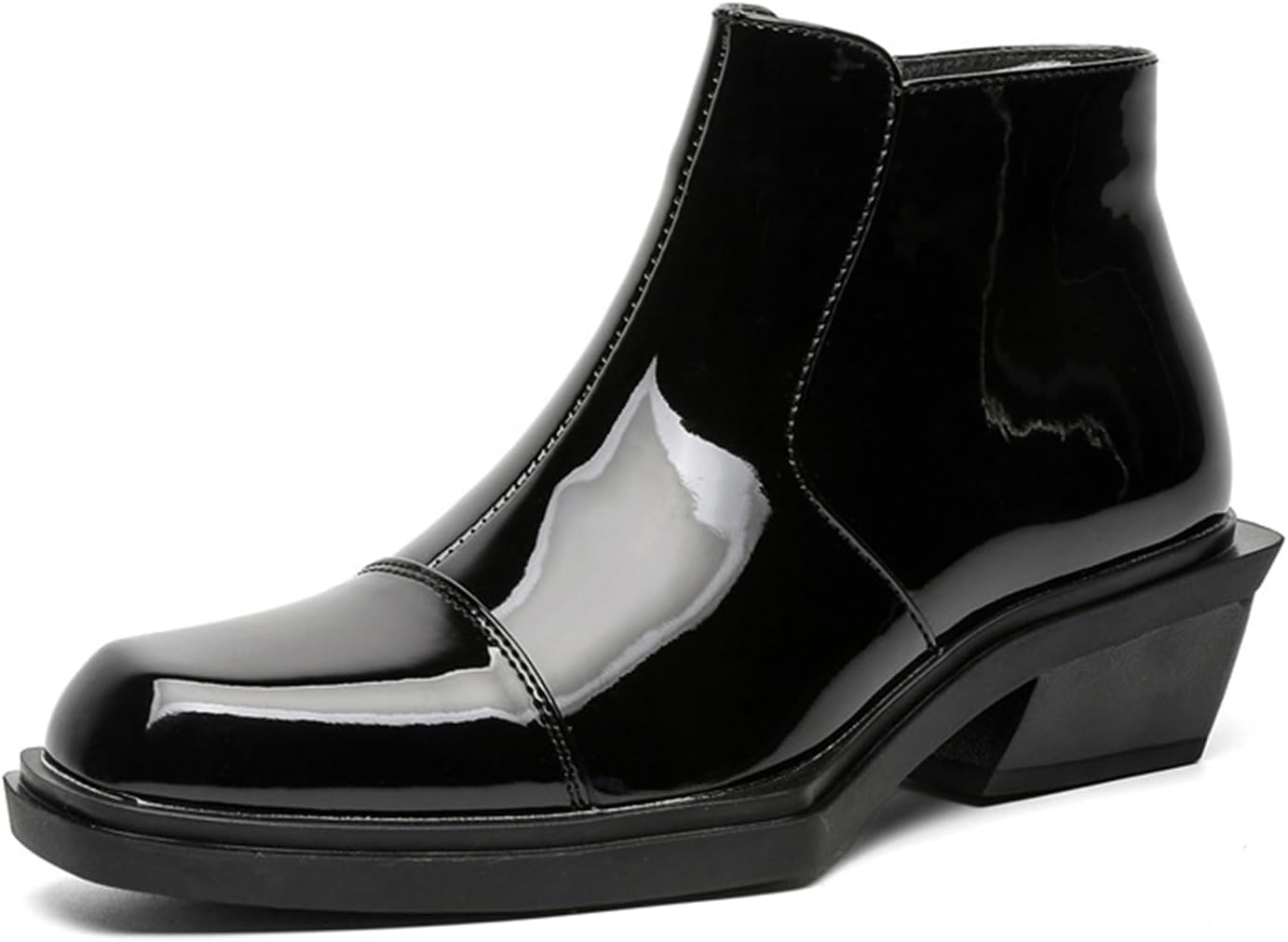 Мужские ботинки челси из лаковой кожи на массивном каблуке с боковой молнией, квадратным носком, удобные деловые ботинки на щиколотку для вечера, свиданий и свадьбы Mikazonne, черный
Мужские ботинки челси из лаковой кожи на массивном каблуке с боковой молнией, квадратным носком, удобные деловые ботинки на щиколотку для вечера, свиданий и свадьбы Mikazonne, черный