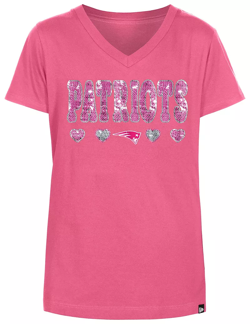 Розовая футболка New Era с пайетками New England Patriots для девочек
Розовая футболка New Era с пайетками New England Patriots для девочек