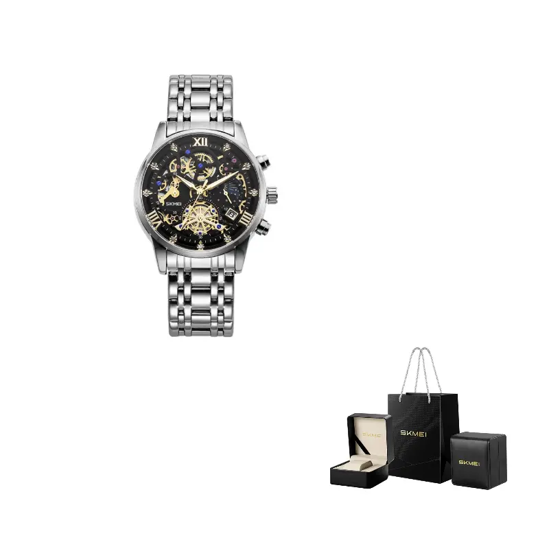 SKMEI Часы мужские с кварцевым механизмом, стальной браслет, черный циферблат
SKMEI Часы мужские с кварцевым механизмом, стальной браслет, черный циферблат