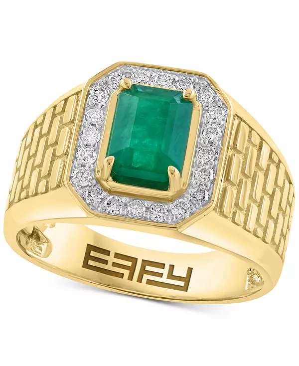 Мужское кольцо Effy с изумрудом (1-1/6 карата) и бриллиантом (1/3 карата) кирпичной текстуры из 14-каратного золота Effy Collection, emerald
Мужское кольцо Effy с изумрудом (1-1/6 карата) и бриллиантом (1/3 карата) кирпичной текстуры из 14-каратного золота Effy Collection, emerald