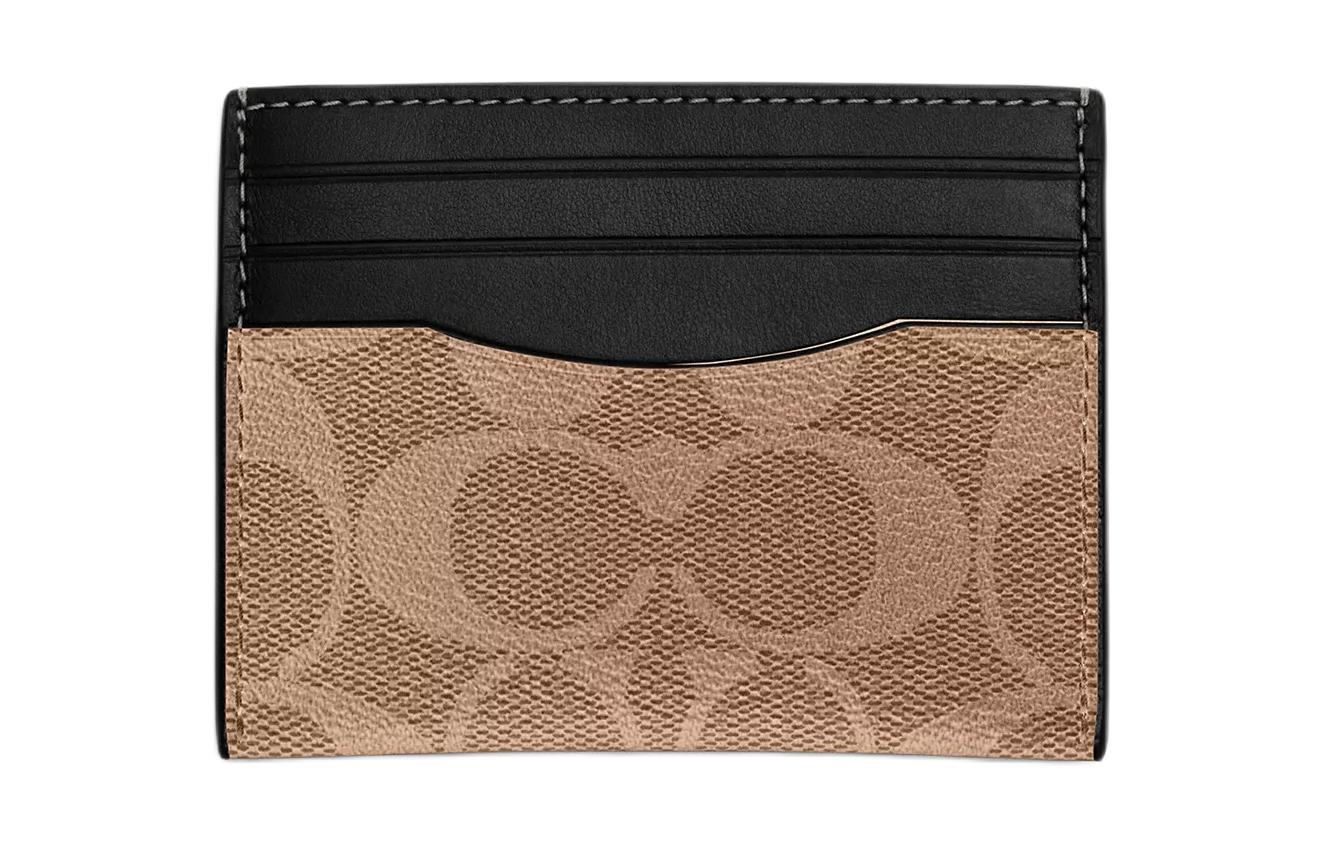 Визитница из лакированного холста с отделкой из телячьей кожи для удостоверений Держатель карт Унисекс Бронза и желтовато-коричневый COACH 
Визитница из лакированного холста с отделкой из телячьей кожи для удостоверений Держатель карт Унисекс Бронза и желтовато-коричневый COACH