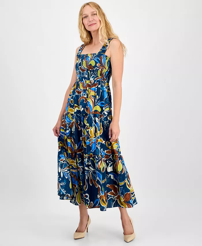 Женское бесшовное хлопковое макси-платье с принтом и сборкой Anne Klein, синий
Женское бесшовное хлопковое макси-платье с принтом и сборкой Anne Klein, синий