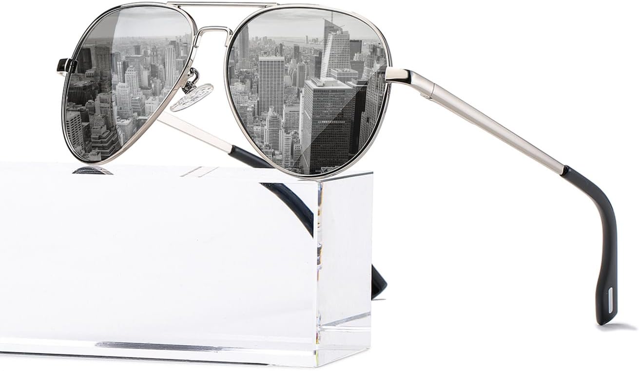 Поляризованные солнцезащитные очки-авиаторы HJSTES для женщин и мужчин, классические металлические линзы, зеркальная защита, 100% блокировка УФ-излучения, 58 мм, A06 Silver Frame/Silver Mirrored
Поляризованные солнцезащитные очки-авиаторы HJSTES для женщин и мужчин, классические металлические линзы, зеркальная защита, 100% блокировка УФ-излучения, 58 мм, A06 Silver Frame/Silver Mirrored