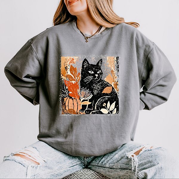 Черный кот с осенними листьями дистресс - женский легкий свитшот garment dyed Simply Sage Market, Grey
Черный кот с осенними листьями дистресс - женский легкий свитшот garment dyed Simply Sage Market, Grey