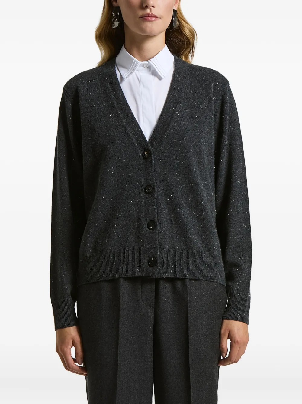 Свитер с V-образным вырезом на пуговицах Peserico, серый
Свитер с V-образным вырезом на пуговицах Peserico, серый