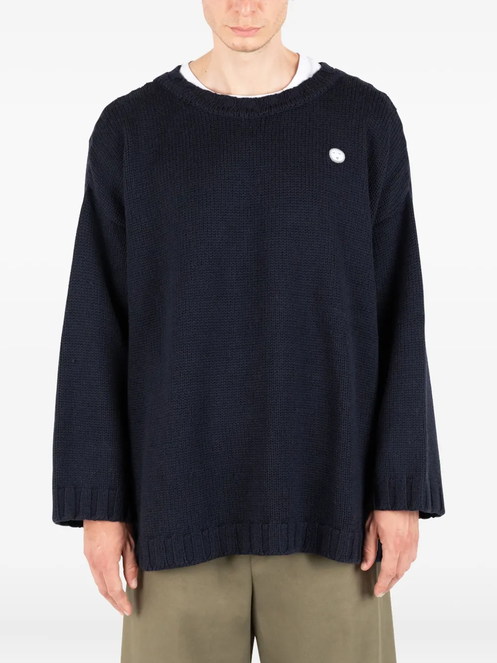 Свитер с широкими рукавами и нашивкой-логотипом Société Anonyme, синий 
Свитер с широкими рукавами и нашивкой-логотипом Société Anonyme, синий