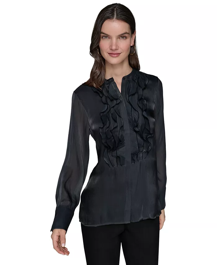 Блузка из органзы с рюшами на груди KARL LAGERFELD PARIS, черный
Блузка из органзы с рюшами на груди KARL LAGERFELD PARIS, черный