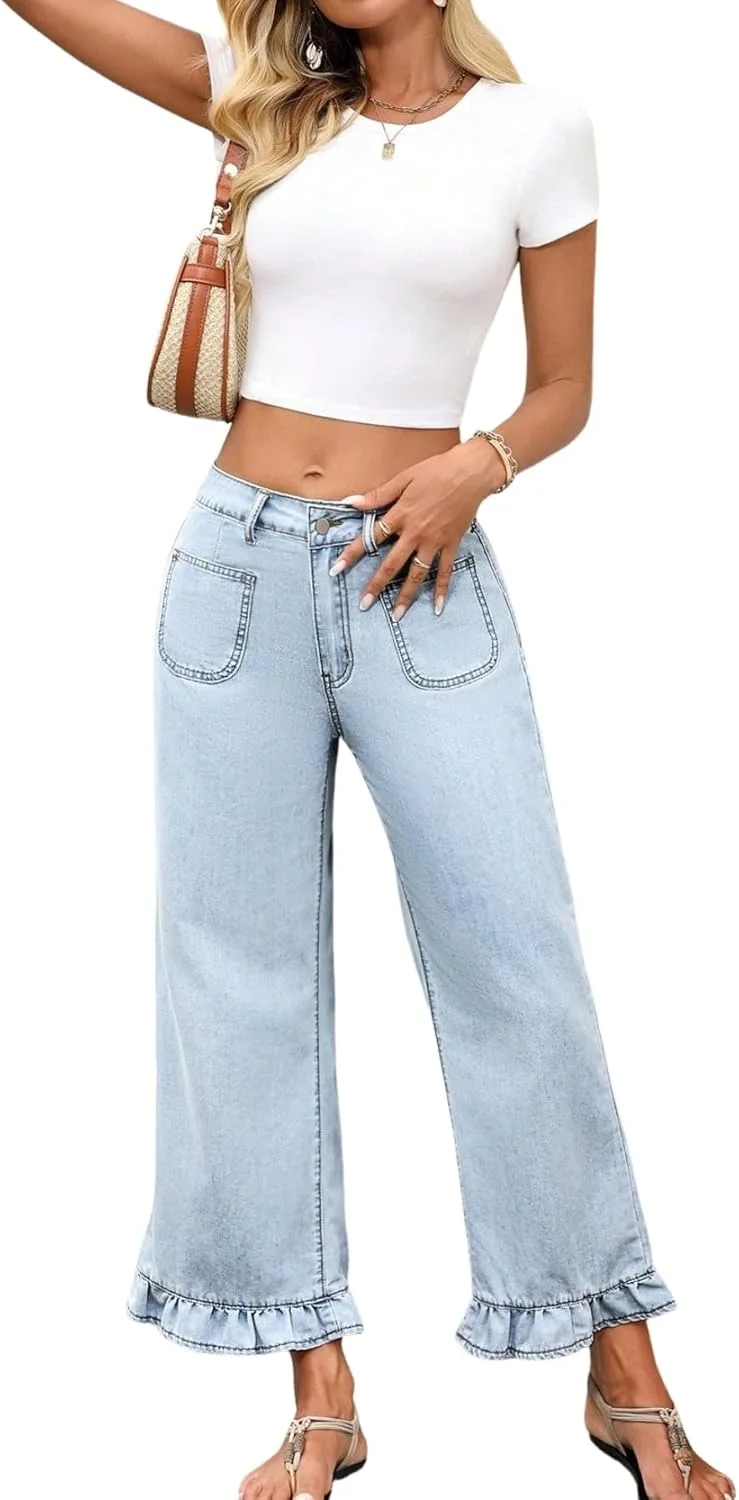 EARKOHA женские джинсы с карманами, широкие и свободные
EARKOHA женские джинсы с карманами, широкие и свободные