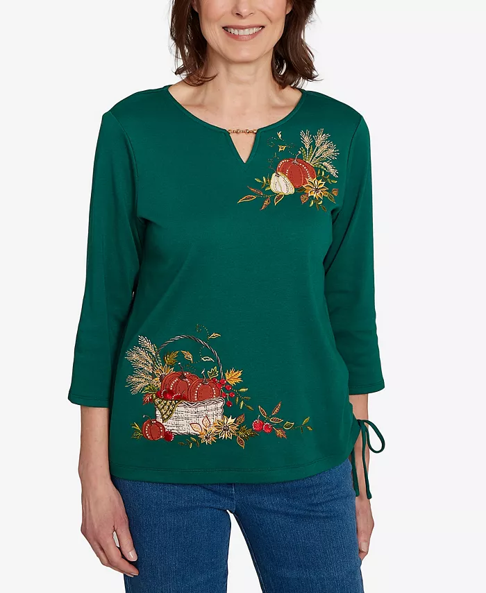 Женский классический асимметричный топ с разрезом в форме тыквы, украшенный цветочным узором и бисером Alfred Dunner, зеленый
Женский классический асимметричный топ с разрезом в форме тыквы, украшенный цветочным узором и бисером Alfred Dunner, зеленый