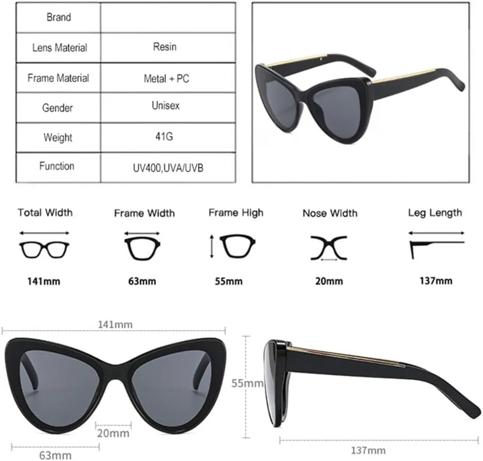 Большие солнцезащитные очки «кошачий глаз» для женщин, ретро-стиль, металлический декор, для мужчин, градиентные солнцезащитные очки UV400 HDUBFY, Amber Grey
Большие солнцезащитные очки «кошачий глаз» для женщин, ретро-стиль, металлический декор, для мужчин, градиентные солнцезащитные очки UV400 HDUBFY, Amber Grey