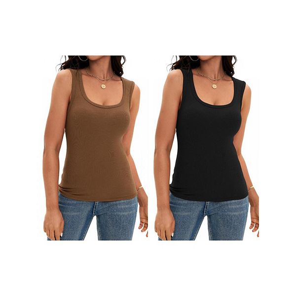 2 упаковки женских маек с круглым вырезом и широкими бретелями Athlechic, Black Brown
2 упаковки женских маек с круглым вырезом и широкими бретелями Athlechic, Black Brown