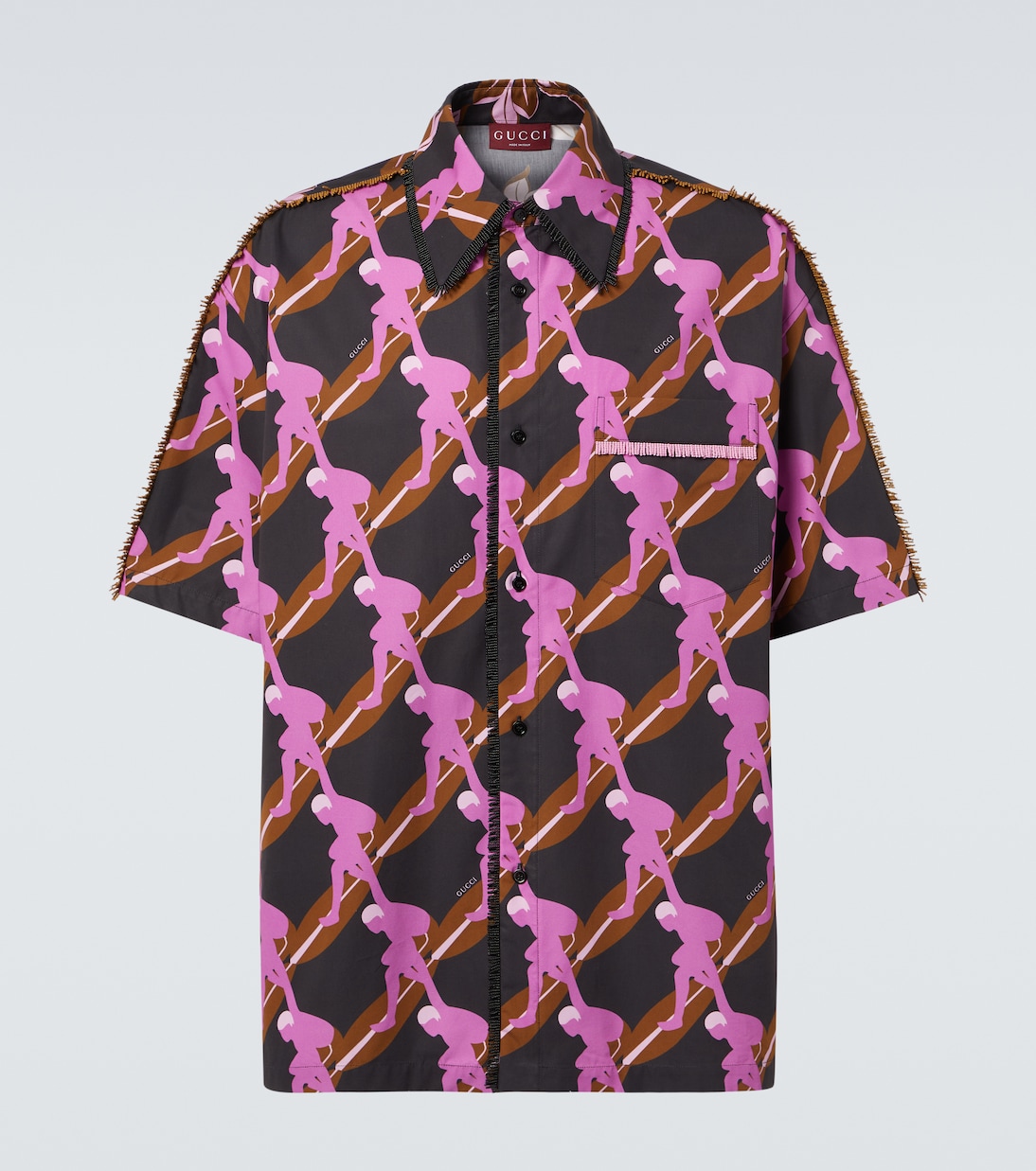 Хлопковая поплиновая рубашка для боулинга с принтом Gucci, Deep Brown/Lilac/Mc
Хлопковая поплиновая рубашка для боулинга с принтом Gucci, Deep Brown/Lilac/Mc