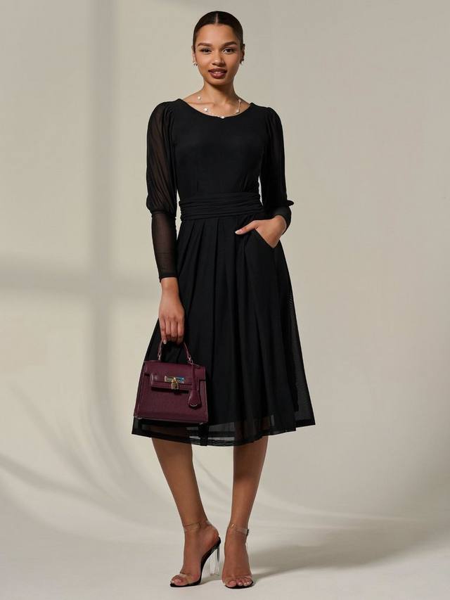 Платье миди с длинными рукавами из сетчатой ткани Jolie Moi, Black
Платье миди с длинными рукавами из сетчатой ткани Jolie Moi, Black