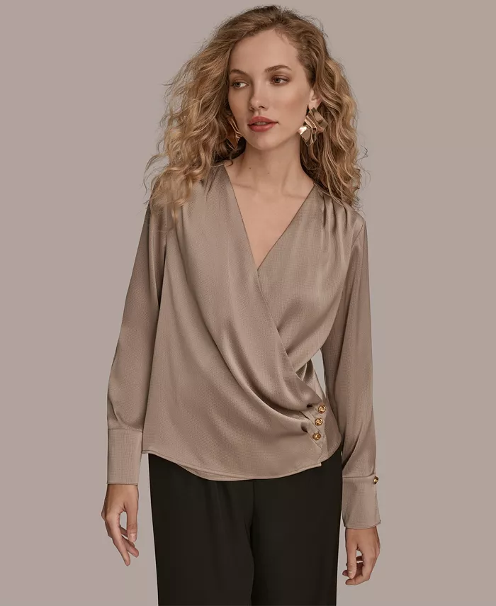 Женский топ с V-образным вырезом и шарфом, Regular и Petites Donna Karan New York, загар/бежевый
Женский топ с V-образным вырезом и шарфом, Regular и Petites Donna Karan New York, загар/бежевый