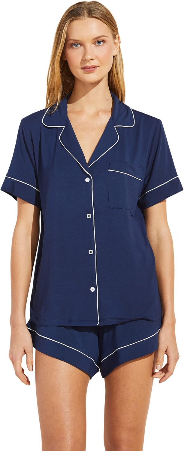 Жизель – непринужденный комплект короткой пижамы Eberjey, цвет Navy/Ivory 
Жизель – непринужденный комплект короткой пижамы Eberjey, цвет Navy/Ivory