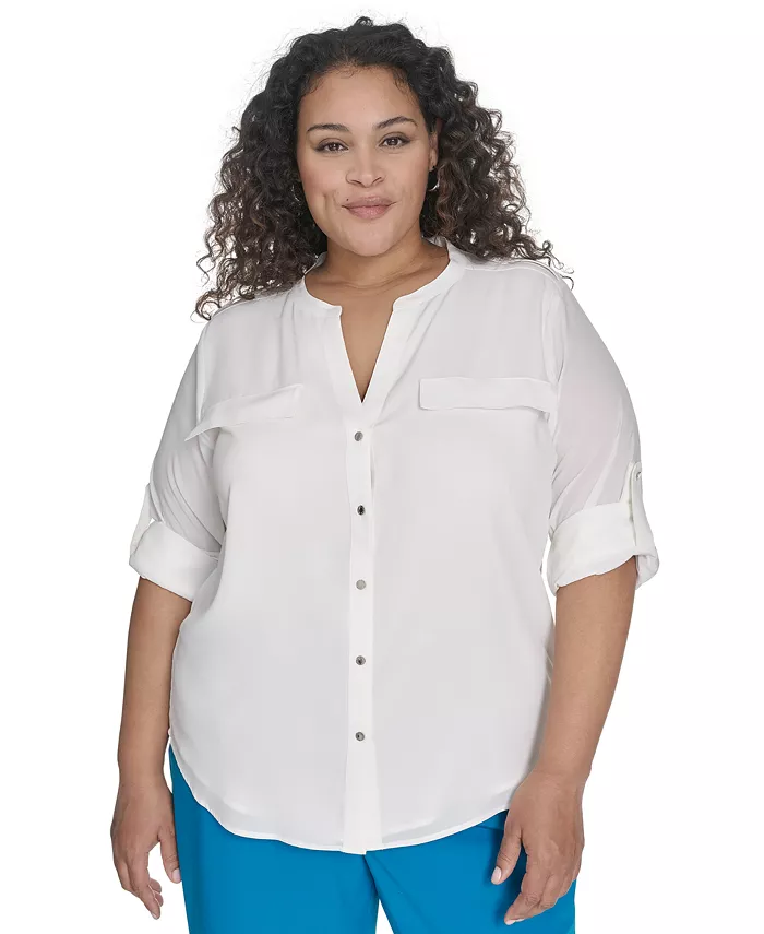 Рубашка больших размеров с разрезом на горловине и пуговицами спереди Calvin Klein, коричневый/бежевый
Рубашка больших размеров с разрезом на горловине и пуговицами спереди Calvin Klein, коричневый/бежевый