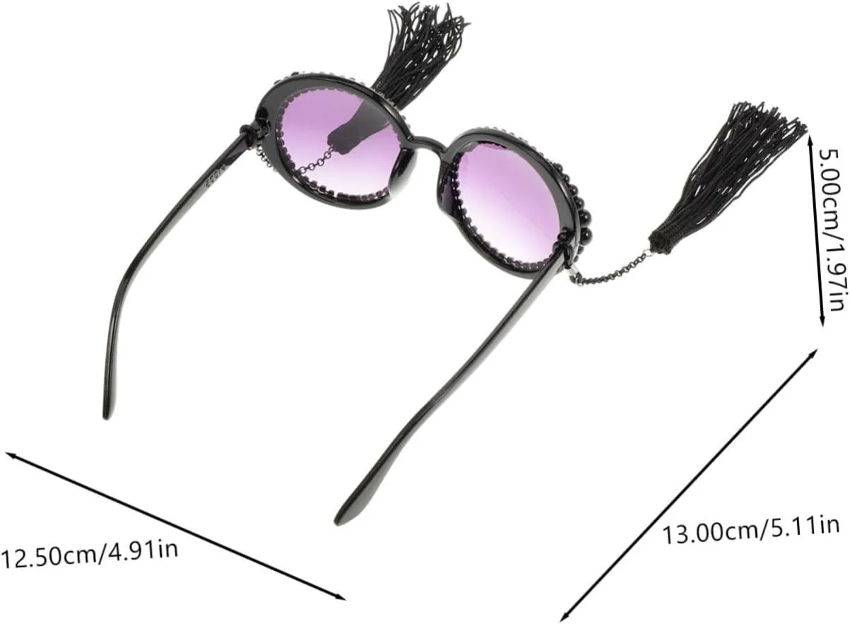 Винтажные солнцезащитные очки с кисточками для женщин, черная круглая оправа, креативные очки с жемчужными и стразовыми акцентами для вечеринки COOLHIYA, Black
Винтажные солнцезащитные очки с кисточками для женщин, черная круглая оправа, креативные очки с жемчужными и стразовыми акцентами для вечеринки COOLHIYA, Black