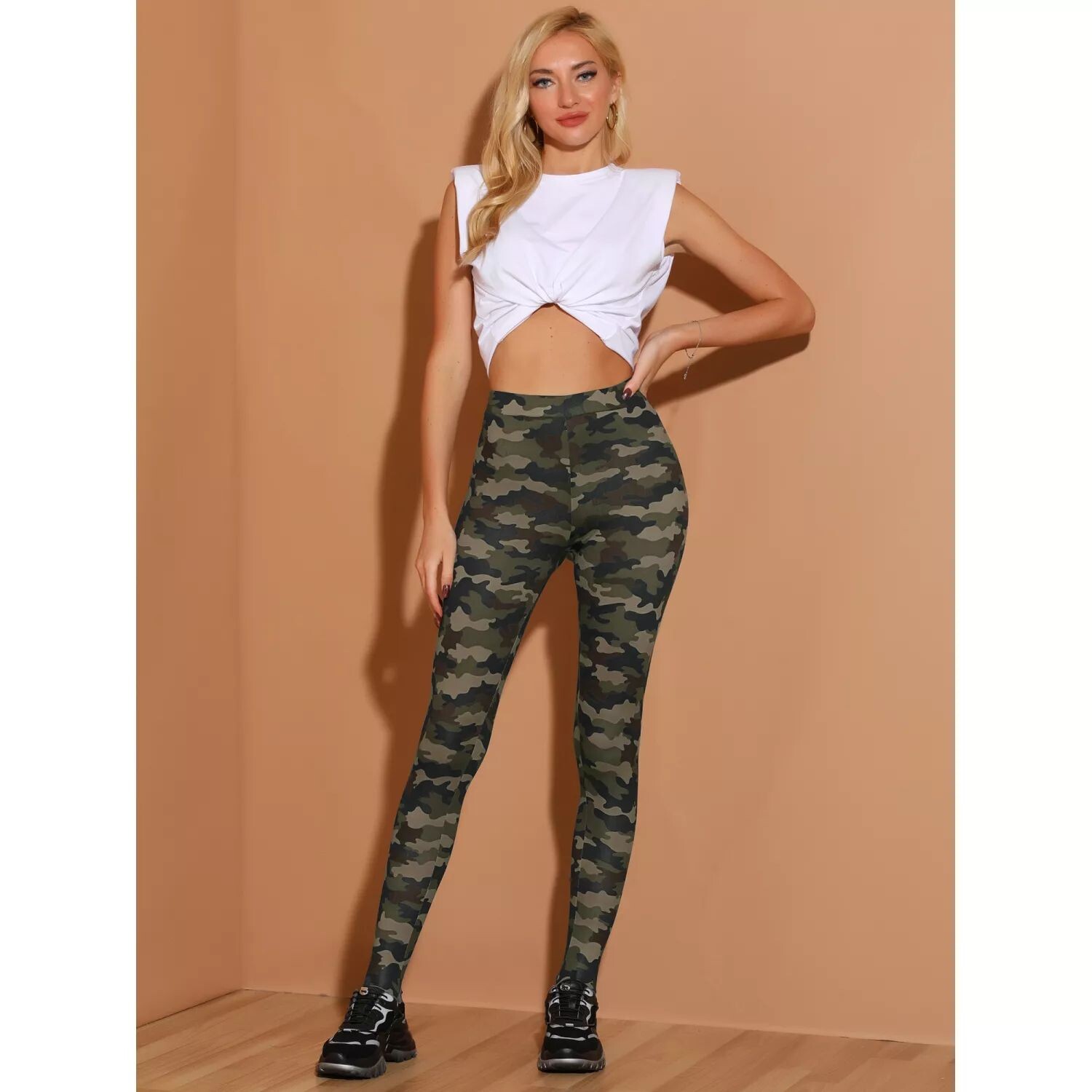 Женские леггинсы в полоску с высокой талией и эластичным поясом со штрипками ALLEGRA K 
Женские леггинсы в полоску с высокой талией и эластичным поясом со штрипками ALLEGRA K