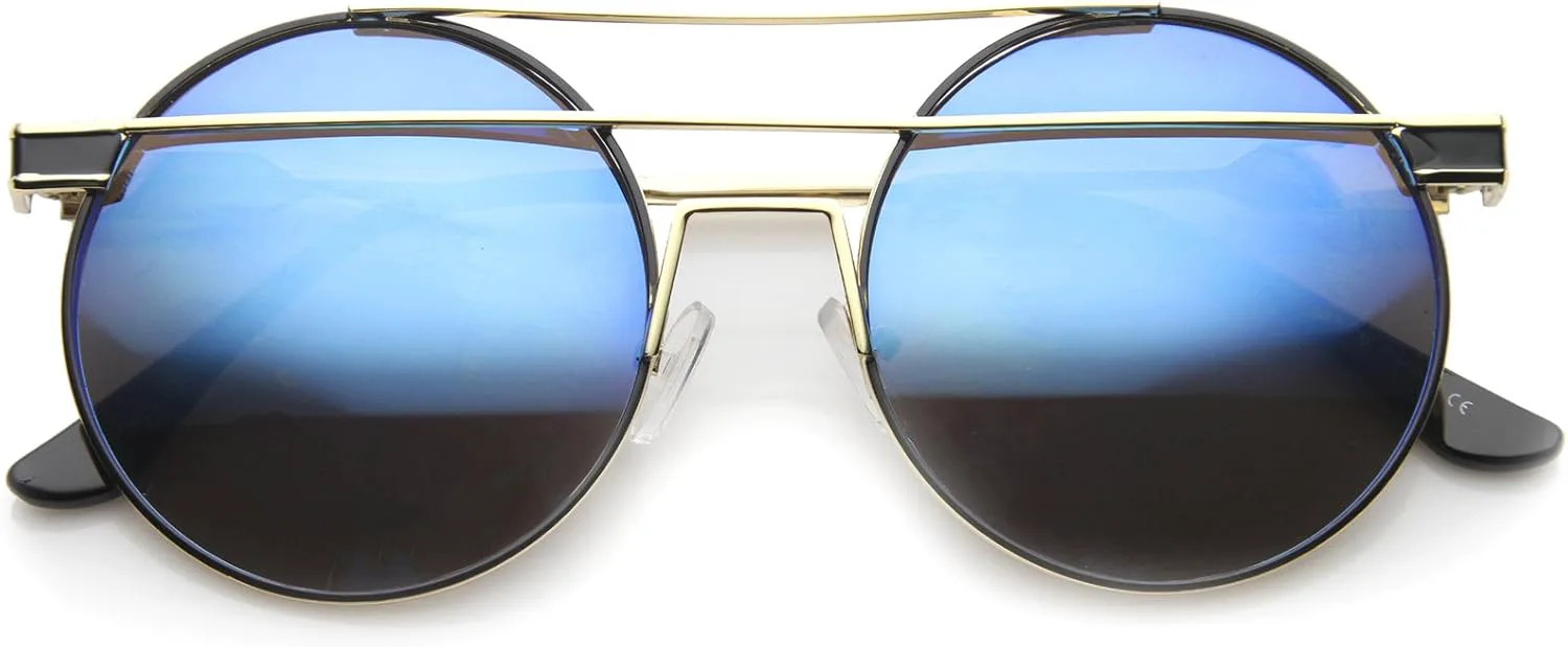 Солнцезащитные очки zeroUV в современном стиле с металлической оправой, двойной перемычкой, цветными зеркальными линзами, круглые, 59 мм, Gold-black / Blue Mirror
Солнцезащитные очки zeroUV в современном стиле с металлической оправой, двойной перемычкой, цветными зеркальными линзами, круглые, 59 мм, Gold-black / Blue Mirror