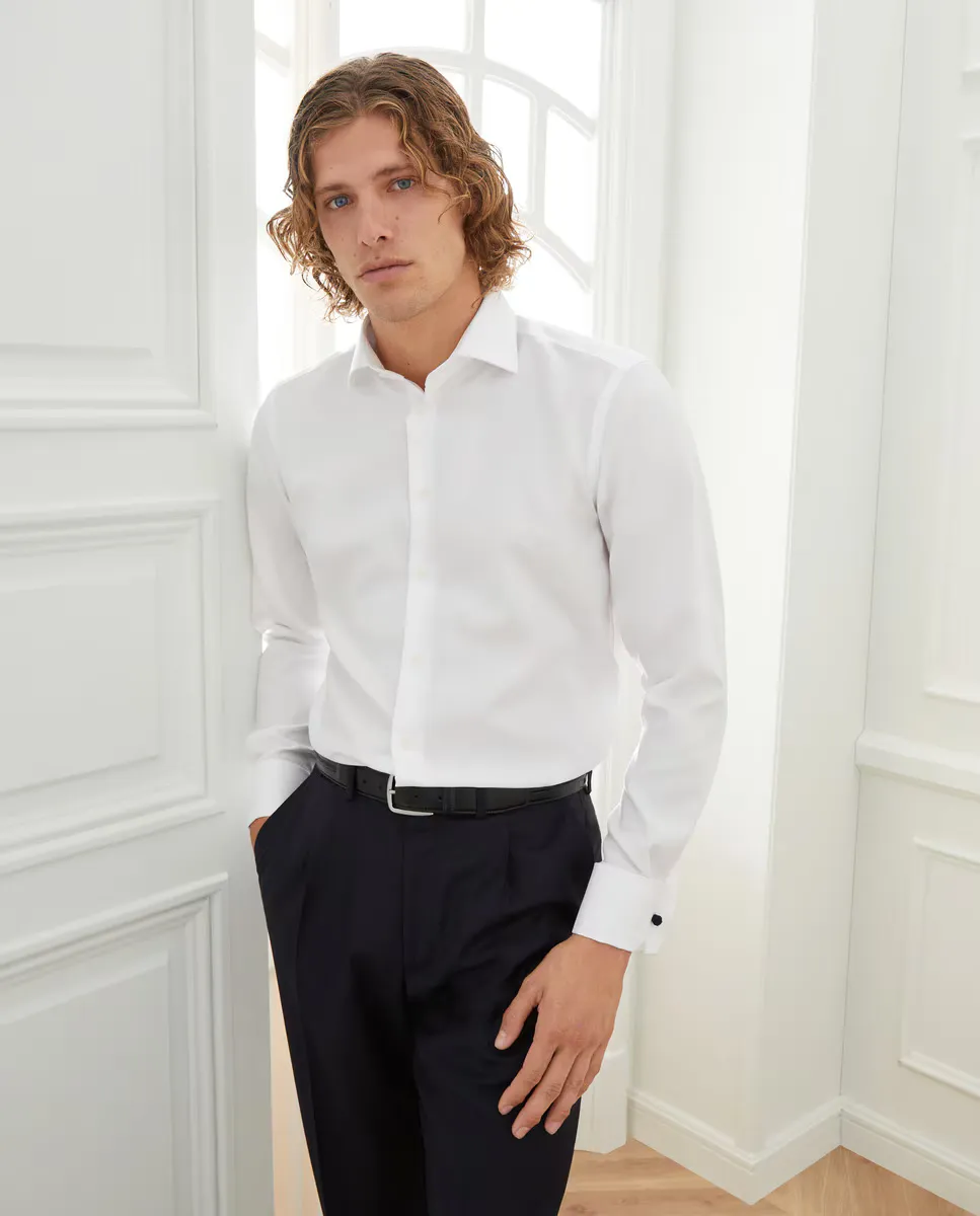 Мужская рубашка прямого кроя, не требующая глажки Emidio Tucci, белый 
Мужская рубашка прямого кроя, не требующая глажки Emidio Tucci, белый