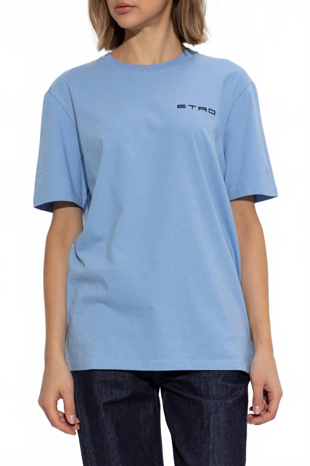 Футболка с вышитым логотипом в синем цвете Etro 
Футболка с вышитым логотипом в синем цвете Etro