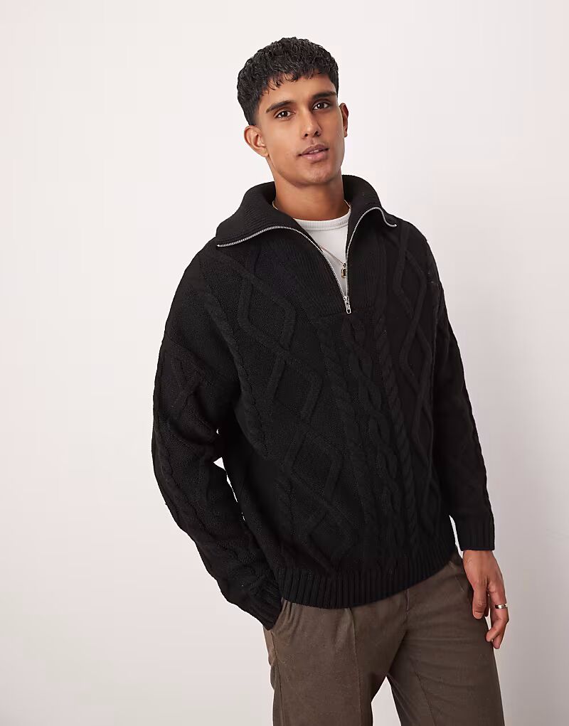 Плотный трикотажный джемпер свободного кроя из смеси шерсти с косами и застежкой на четвертную молнию черного цвета Asos Design
Плотный трикотажный джемпер свободного кроя из смеси шерсти с косами и застежкой на четвертную молнию черного цвета Asos Design