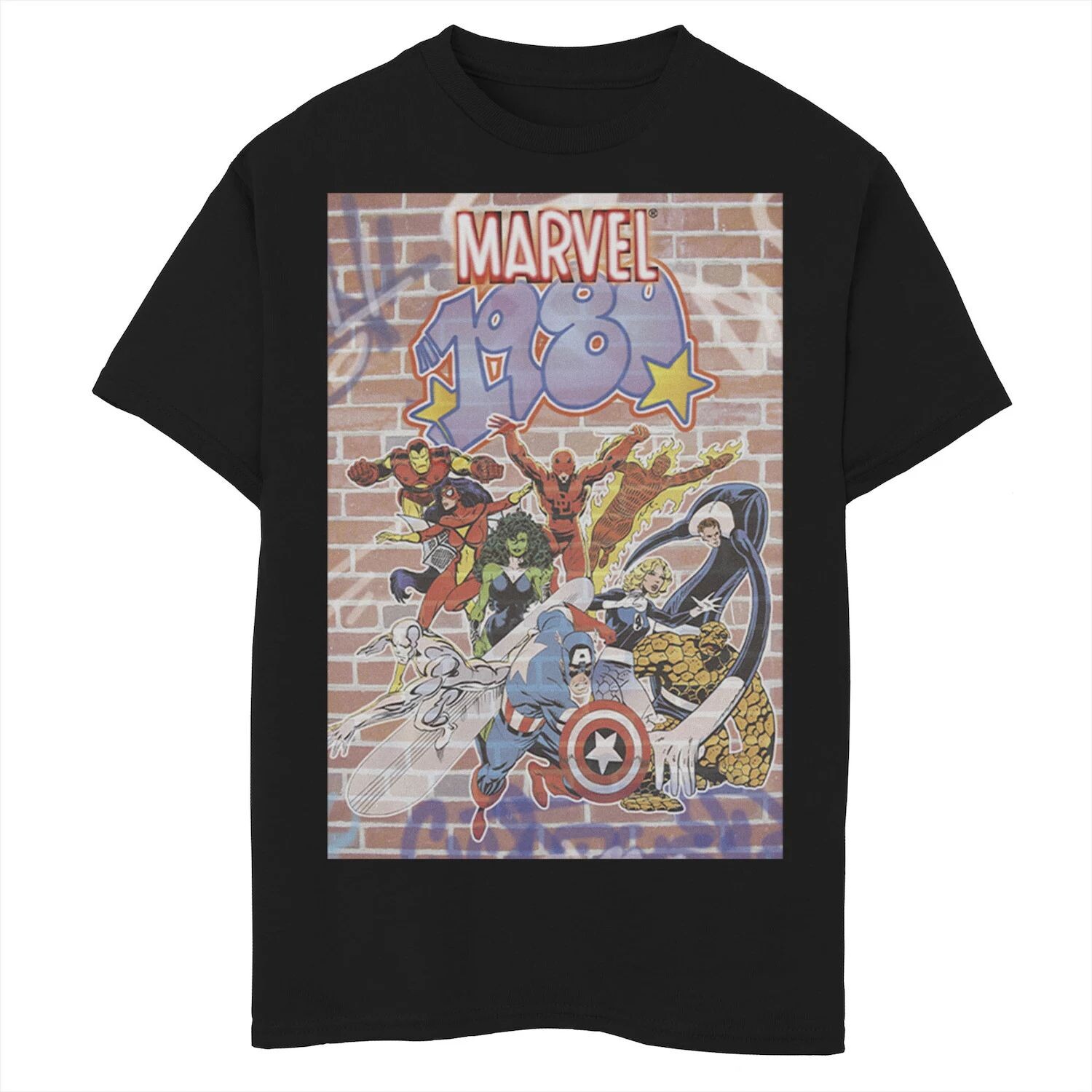 Эксклюзивная футболка Marvel D23 1980 года с граффити для мальчиков 8–20 лет, групповой снимок, графическая футболка Marvel
Эксклюзивная футболка Marvel D23 1980 года с граффити для мальчиков 8–20 лет, групповой снимок, графическая футболка Marvel