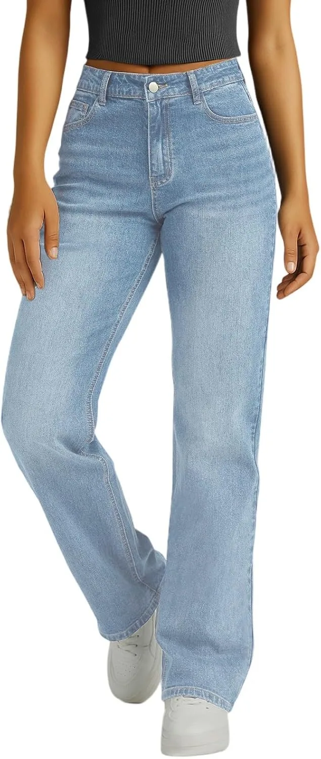 Женские джинсы прямого кроя с высокой посадкой, светлый деним
Женские джинсы прямого кроя с высокой посадкой, светлый деним