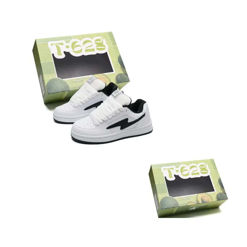 T628 Низкие скейтерские кроссовки унисекс в коробке белые с черной подошвой, цвет White with Black Sole 
T628 Низкие скейтерские кроссовки унисекс в коробке белые с черной подошвой, цвет White with Black Sole