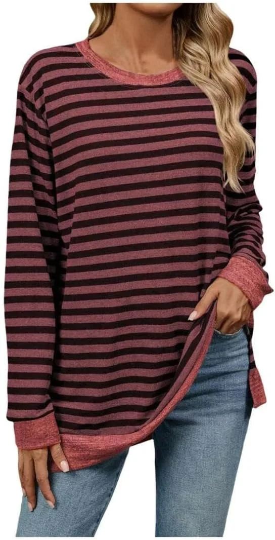 Женский свитшот полосатый с круглым вырезом, оверсайз, с длинными рукавами, цветной блок, свободный пуловер
Женский свитшот полосатый с круглым вырезом, оверсайз, с длинными рукавами, цветной блок, свободный пуловер