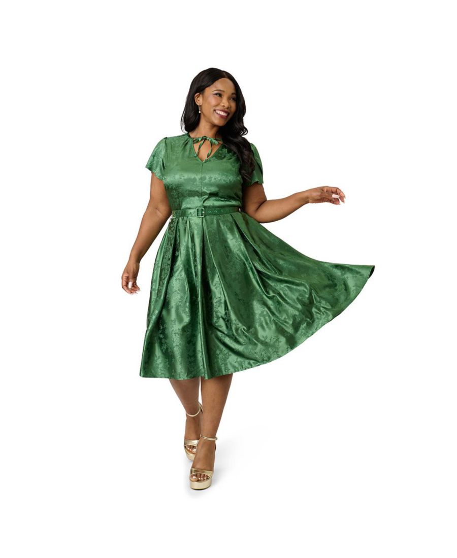 Платье-трапеция большого размера с короткими рукавами-лепестками и завязками на шее в стиле Георгина Unique Vintage, Emerald
Платье-трапеция большого размера с короткими рукавами-лепестками и завязками на шее в стиле Георгина Unique Vintage, Emerald